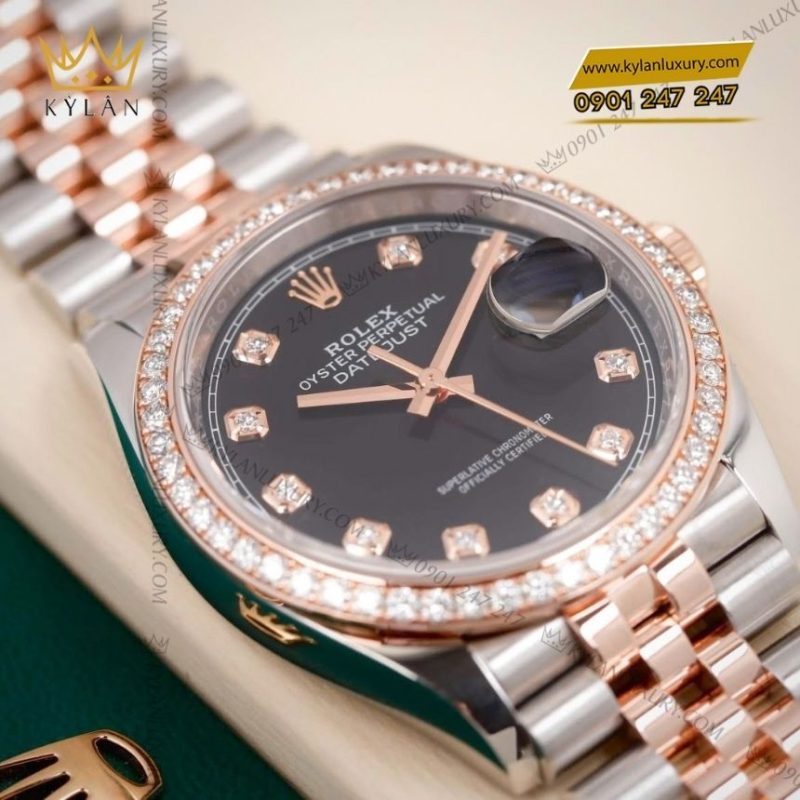 Đồng hồ Rolex Datejust 36 đen vành kim 126281RBR-0007