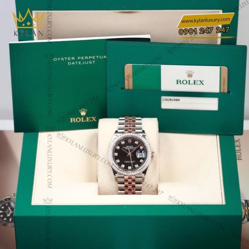 Đồng hồ Rolex Datejust 36 đen vành kim 126281RBR-0007