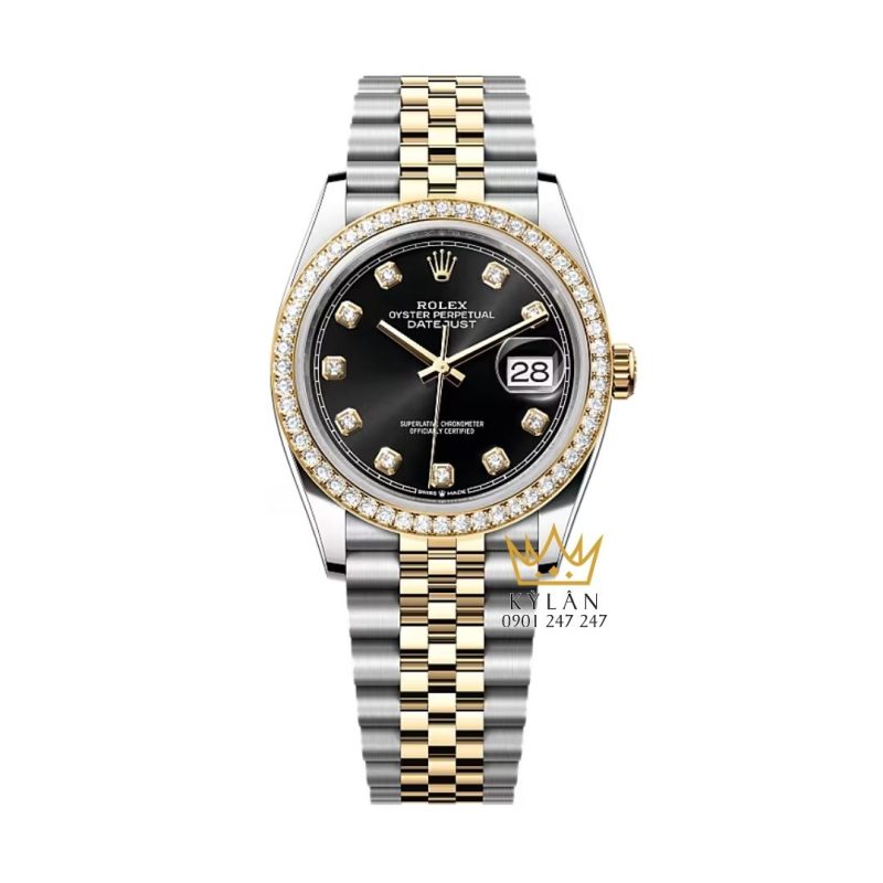 Đồng hồ Rolex Datejust 36 đen vành kim 126283RBR-0007