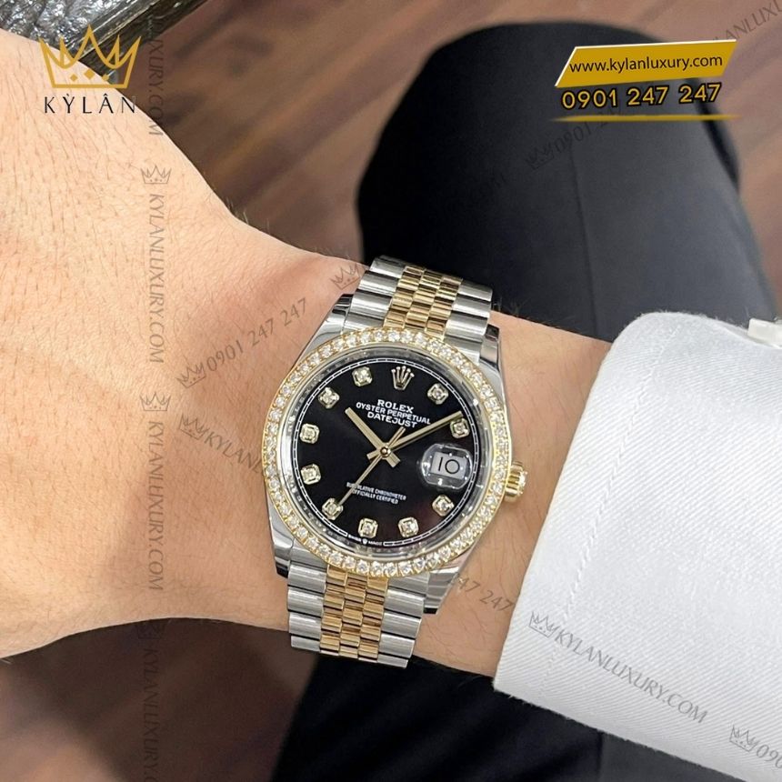 Kỳ Lân Luxury rolex datejust 36 den vanh kim 126283rbr 0007 6 Đồng hồ Rolex Datejust 36 đen vành kim 126283RBR-0007