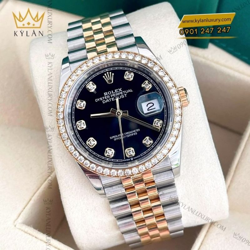 Đồng hồ Rolex Datejust 36 đen vành kim 126283RBR-0007
