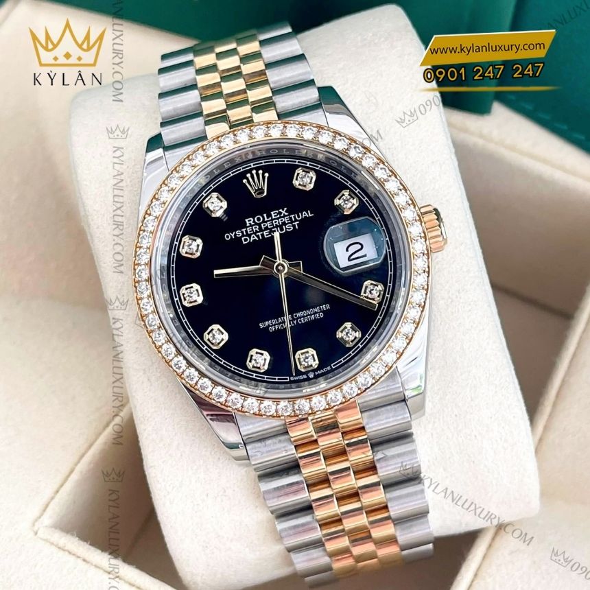 Kỳ Lân Luxury rolex datejust 36 den vanh kim 126283rbr 0007 7 Đồng hồ Rolex Datejust 36 đen vành kim 126283RBR-0007