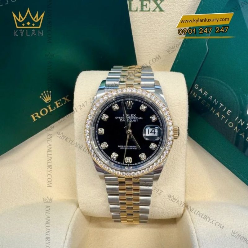 Đồng hồ Rolex Datejust 36 đen vành kim 126283RBR-0007