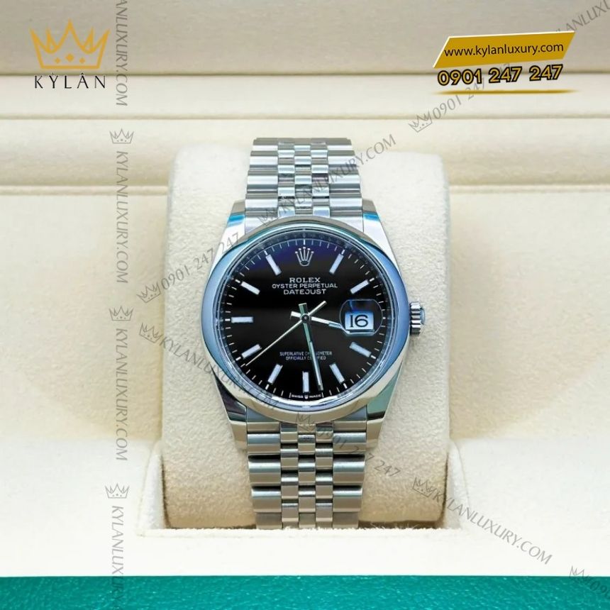 Kỳ Lân Luxury rolex datejust 36 mat so den 126200 0003 4 Đồng hồ Rolex Datejust 36 mặt số đen 126200-0003