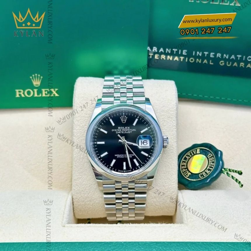 Kỳ Lân Luxury rolex datejust 36 mat so den 126200 0003 5 Đồng hồ Rolex Datejust 36 mặt số đen 126200-0003