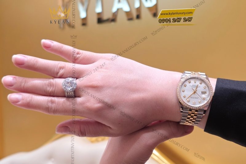 Đồng hồ Rolex Datejust 36 MOP vành kim 126283RBR-0009