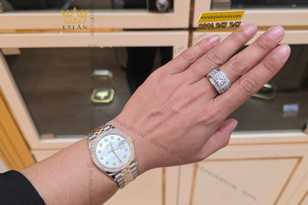 Kỳ Lân Luxury rolex datejust 36 mop vanh kim 126283rbr 0009 11 Đồng hồ Rolex Datejust 36 MOP vành kim 126283RBR-0009