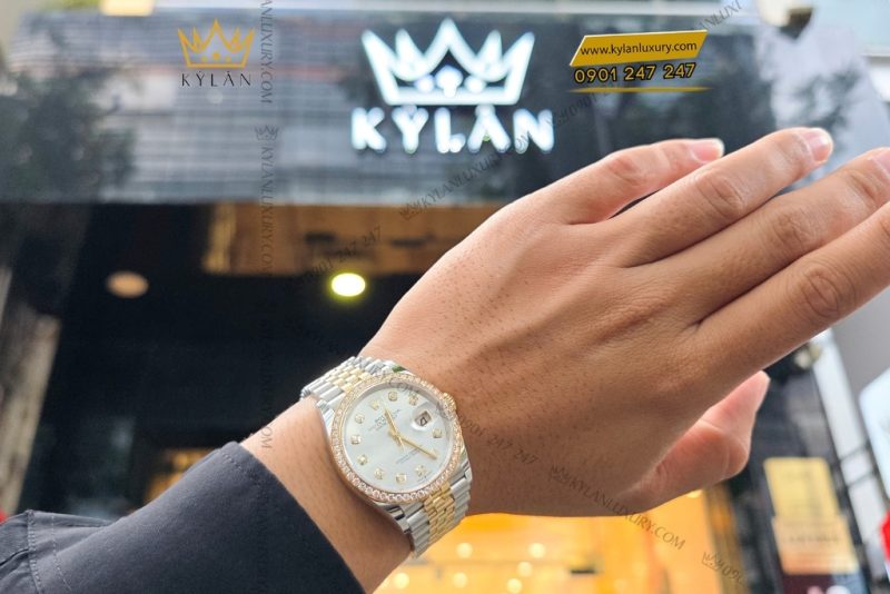 Đồng hồ Rolex Datejust 36 MOP vành kim 126283RBR-0009