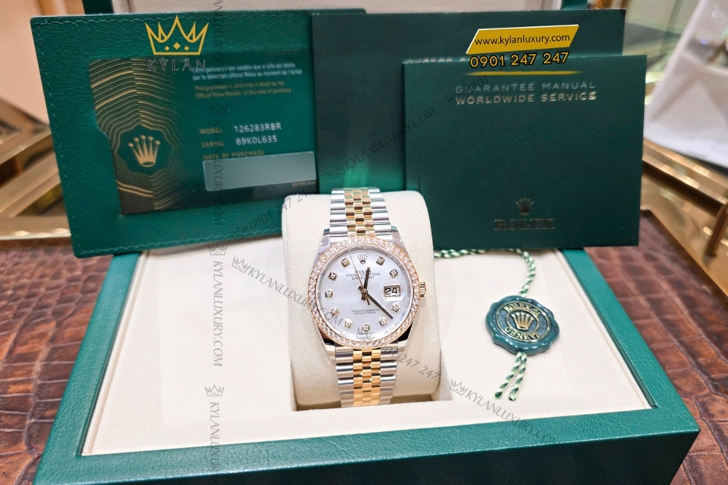 Kỳ Lân Luxury rolex datejust 36 mop vanh kim 126283rbr 0009 16 Đồng hồ Rolex Datejust 36 MOP vành kim 126283RBR-0009