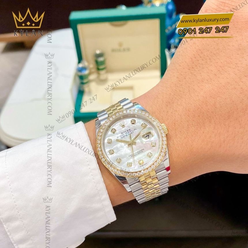 Kỳ Lân Luxury rolex datejust 36 mop vanh kim 126283rbr 0009 2 Đồng hồ Rolex Datejust 36 MOP vành kim 126283RBR-0009