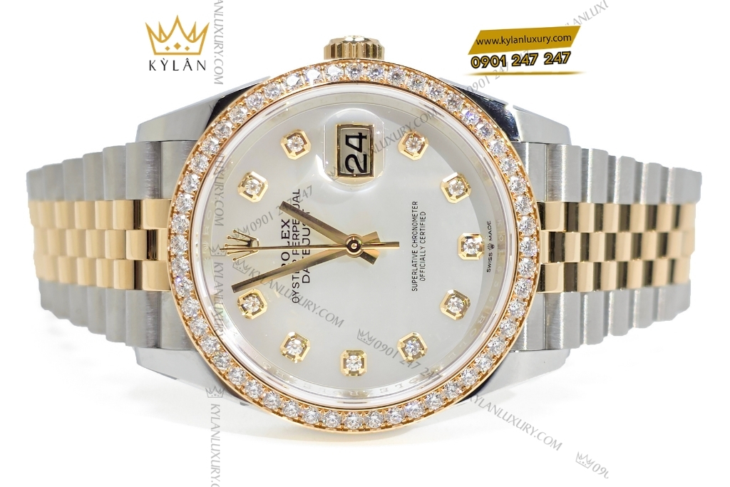 Kỳ Lân Luxury rolex datejust 36 mop vanh kim 126283rbr 0009 6 1 Đồng hồ Rolex Datejust 36 MOP vành kim 126283RBR-0009