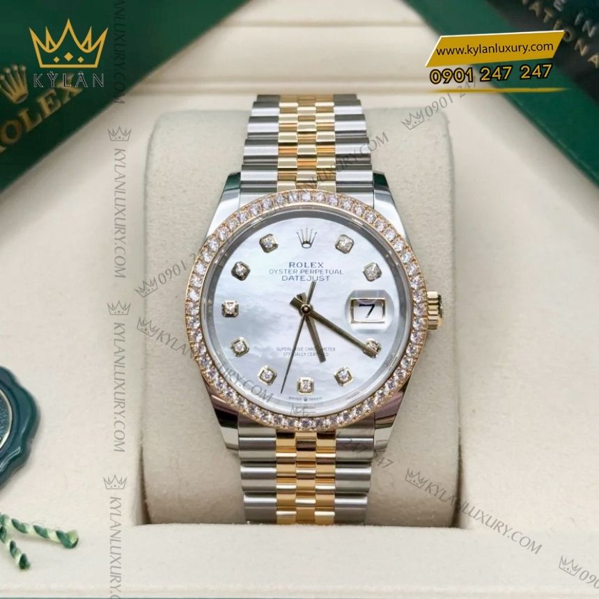 Kỳ Lân Luxury rolex datejust 36 mop vanh kim 126283rbr 0009 7 Đồng hồ Rolex Datejust 36 MOP vành kim 126283RBR-0009