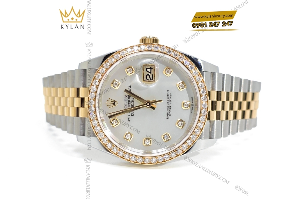 Kỳ Lân Luxury rolex datejust 36 mop vanh kim 126283rbr 0009 8 1 Đồng hồ Rolex Datejust 36 MOP vành kim 126283RBR-0009