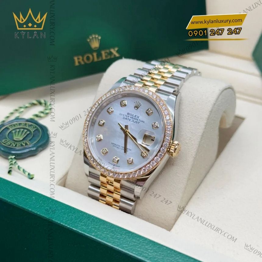 Kỳ Lân Luxury rolex datejust 36 mop vanh kim 126283rbr 0009 8 Đồng hồ Rolex Datejust 36 MOP vành kim 126283RBR-0009