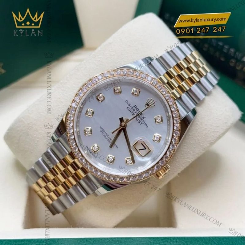 Đồng hồ Rolex Datejust 36 MOP vành kim 126283RBR-0009