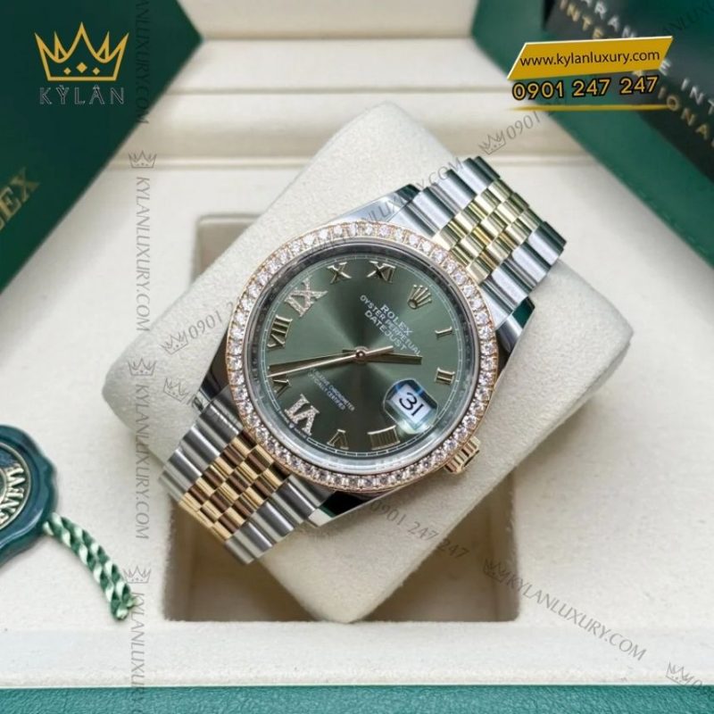 Đồng hồ Rolex Datejust 36 olive vành kim 126283RBR-0011