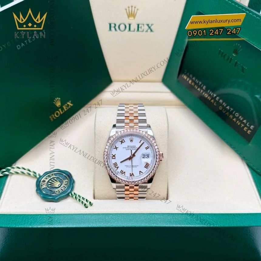 Kỳ Lân Luxury rolex datejust 36 trang kim cuong 126281rbr 0003 3 Đồng hồ Rolex Datejust trắng kim cương 126281RBR-0003