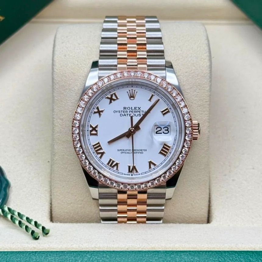 Kỳ Lân Luxury rolex datejust 36 trang kim cuong 126281rbr 0003 8 Đồng hồ Rolex Datejust trắng kim cương 126281RBR-0003