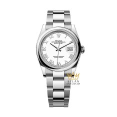 Đồng hồ Rolex Datejust 36 trắng La Mã vành trơn 126200-0008