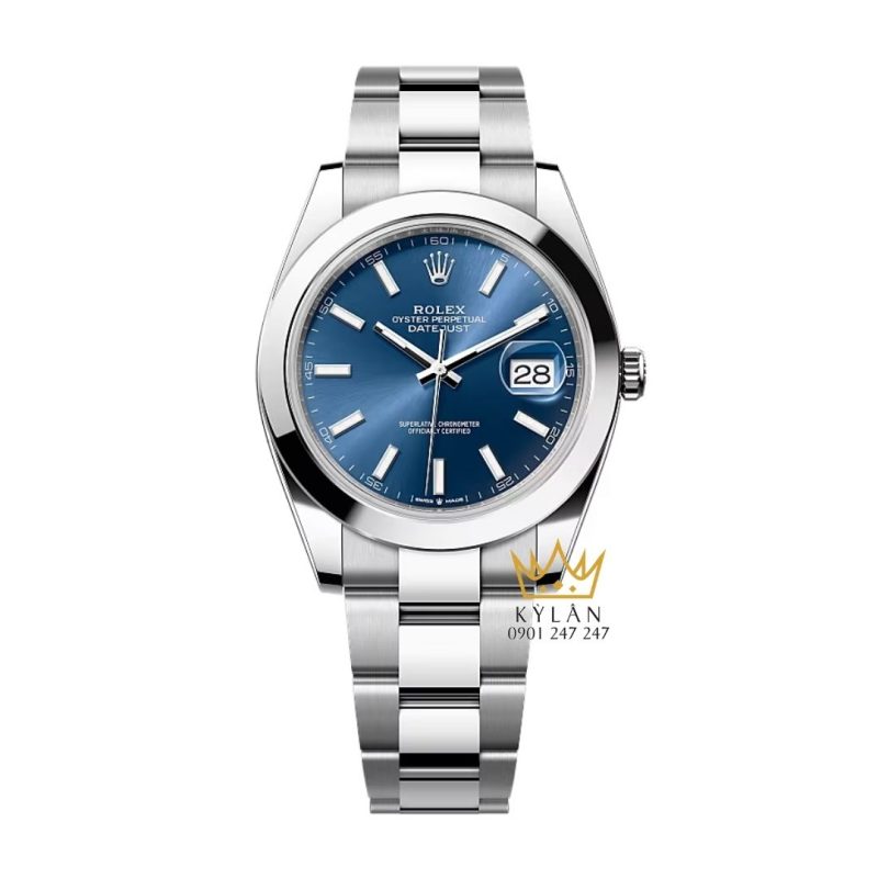 Đồng hồ Rolex Datejust 41 xanh dương vành trơn 126300-0001