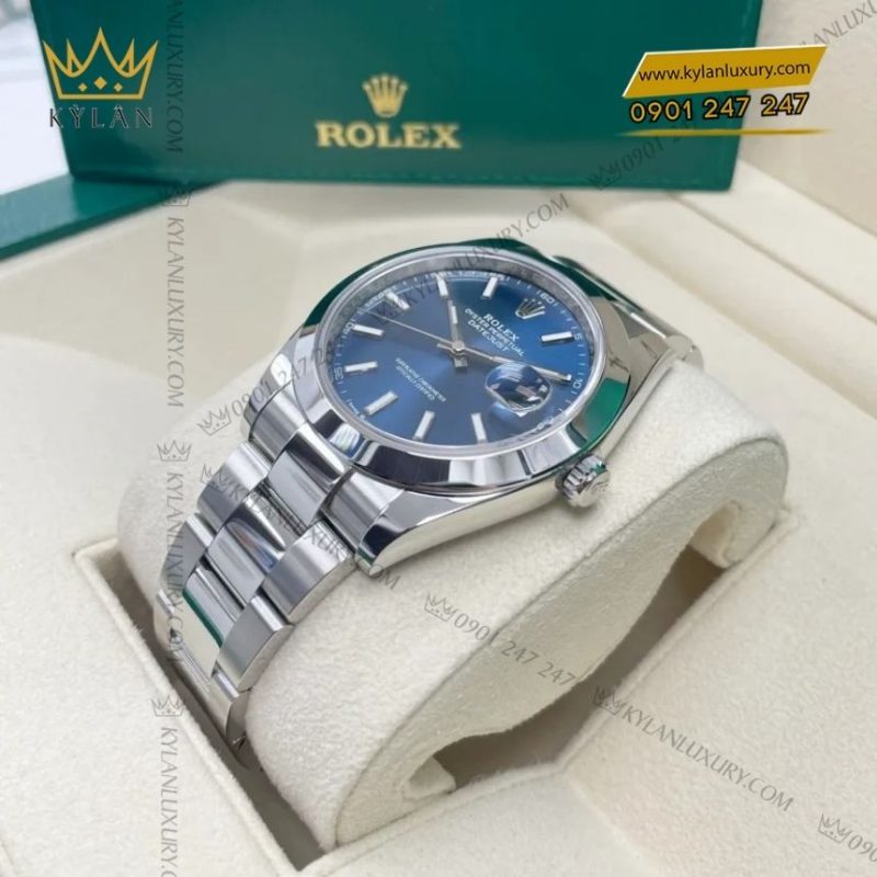 Đồng hồ Rolex Datejust 41 xanh dương vành trơn 126300-0001
