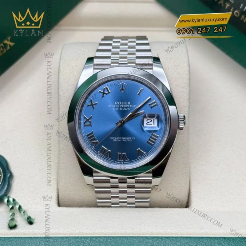 Đồng hồ Rolex Datejust 41 xanh dương La Mã 126300-0018