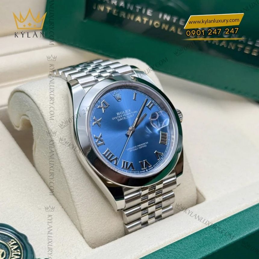 Kỳ Lân Luxury rolex datejust 41 xanh duong 126300 0018 6 Đồng hồ Rolex Datejust 41 xanh dương La Mã 126300-0018