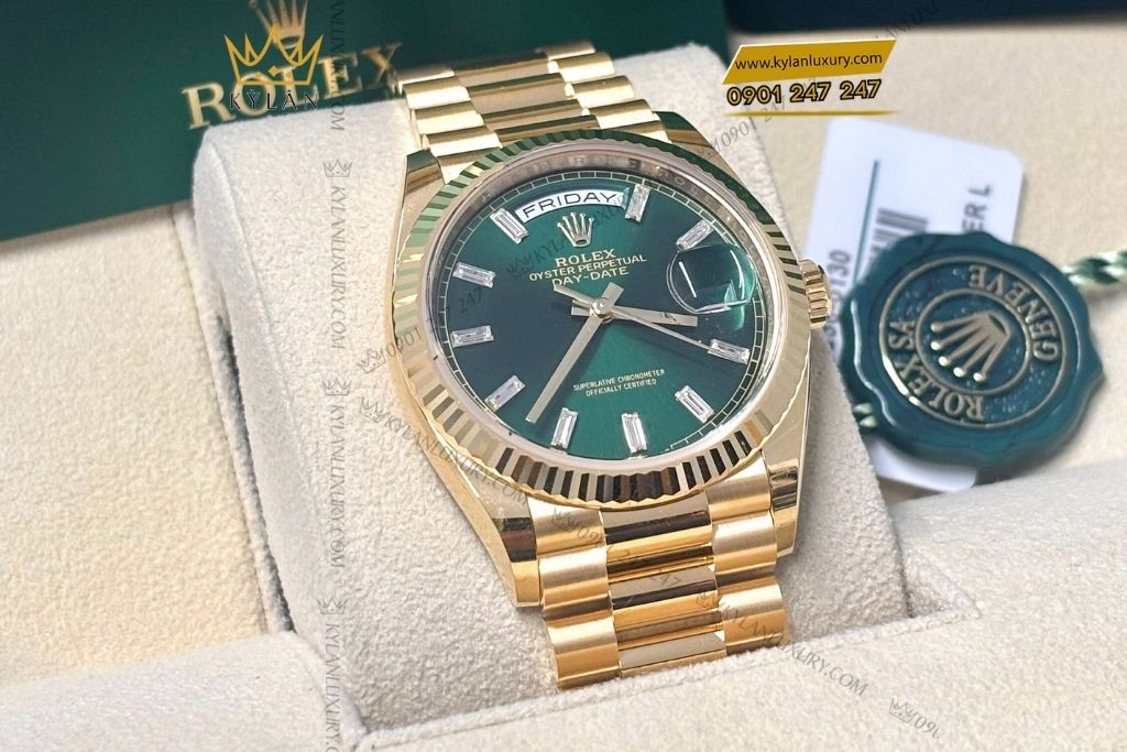 Kỳ Lân Luxury rolex day date 36 128238 0130 3 Đồng hồ Rolex Day‑Date 36 xanh lá 128238‑0130