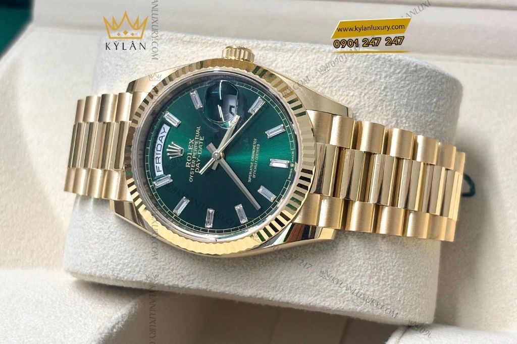 Kỳ Lân Luxury rolex day date 36 128238 0130 4 Đồng hồ Rolex Day‑Date 36 xanh lá 128238‑0130