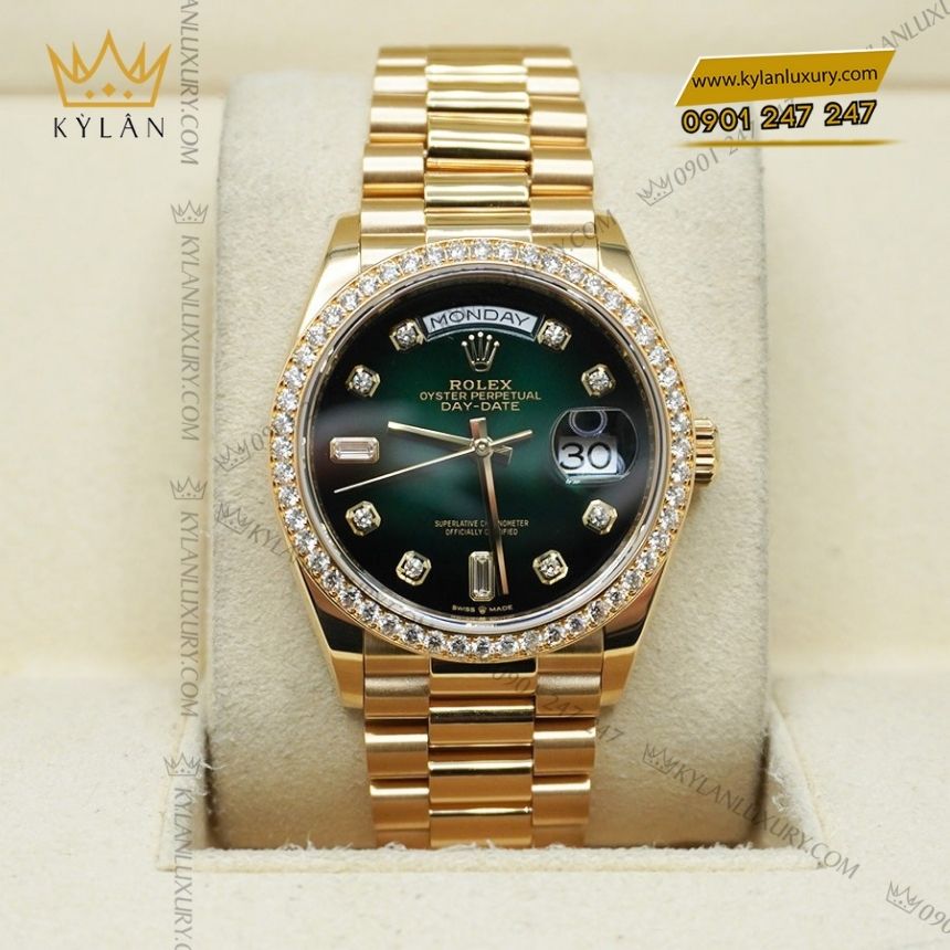 Kỳ Lân Luxury rolex day date 36 128348rbr 0035 4 Đồng hồ Rolex Day‑Date 36 xanh ombré 128348RBR‑0035