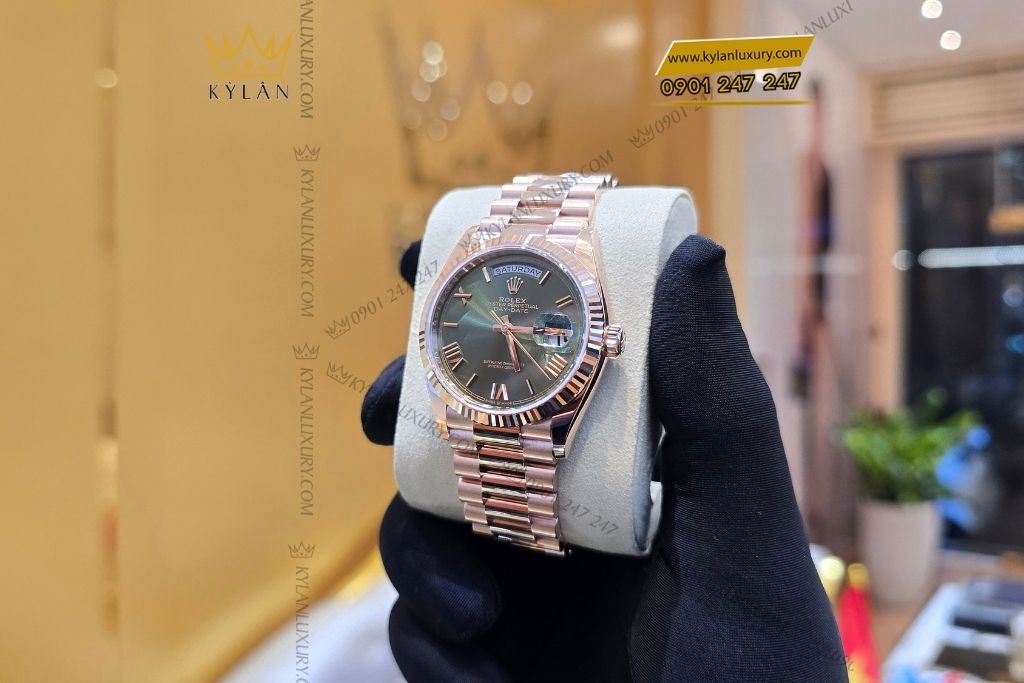 Kỳ Lân Luxury rolex day date 36 everose olive 128235 0089 15 Đồng hồ Rolex Day-Date 36 Olive La Mã 128235-0089