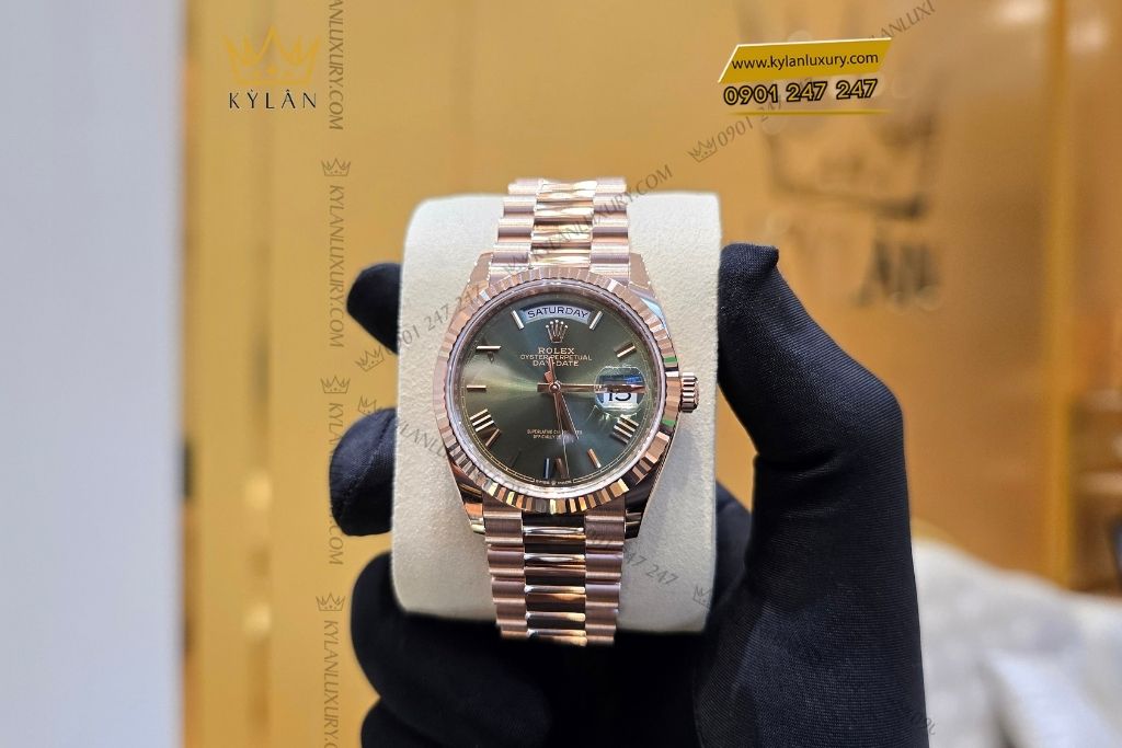 Kỳ Lân Luxury rolex day date 36 everose olive 128235 0089 2 Đồng hồ Rolex Day-Date 36 Olive La Mã 128235-0089