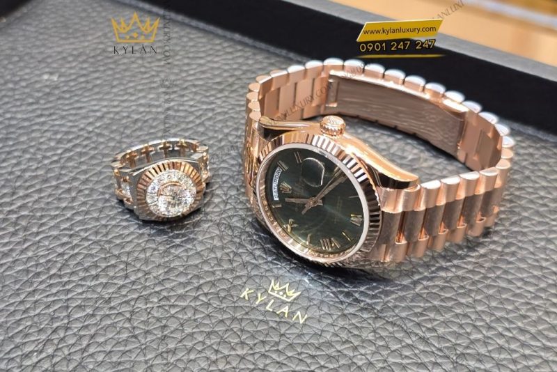 Đồng hồ Rolex Day-Date 36 Olive La Mã 128235-0089