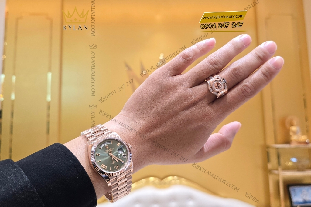 Kỳ Lân Luxury rolex day date 36 olive la ma 2 Đồng hồ Rolex Day-Date 36 Olive La Mã 128235-0089