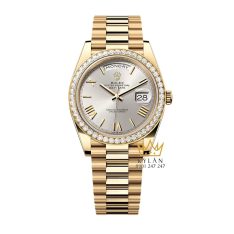Đồng hồ Rolex Day-Date 40 mặt bạc La Mã vành kim 228348RBR-0007
