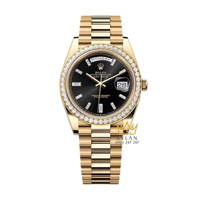 Đồng hồ Rolex Day-Date 40 mặt đen đính kim cương 228348RBR-0001