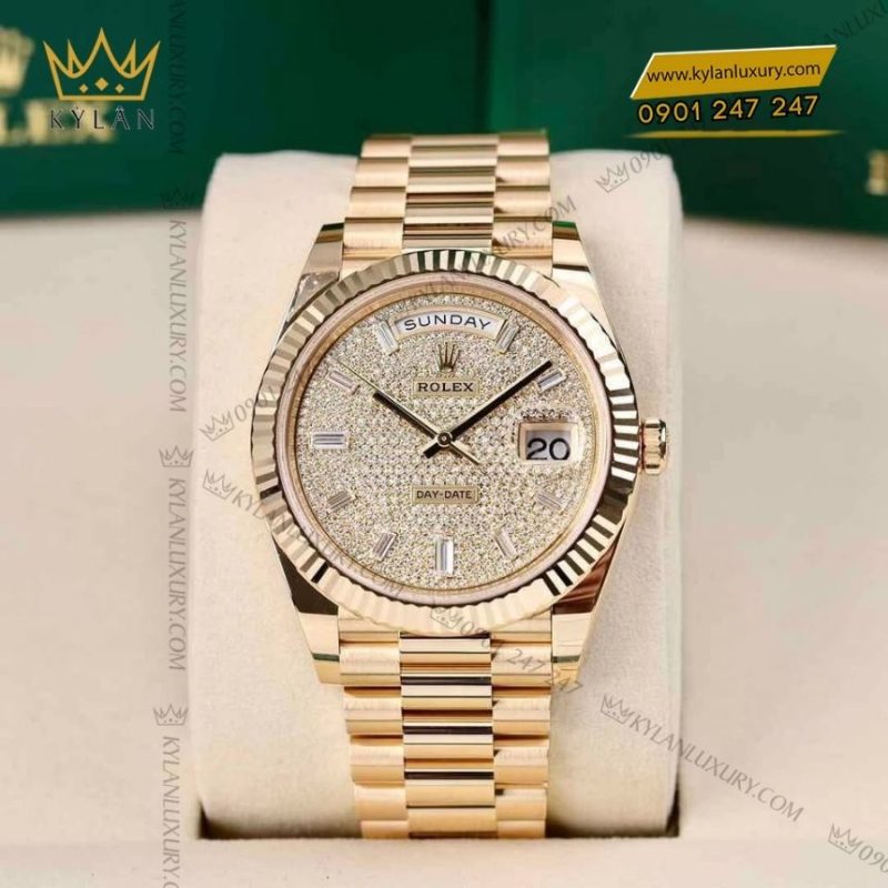 Đồng hồ Rolex Day‑Date 40 vàng vàng mặt kim cương 228238-0054