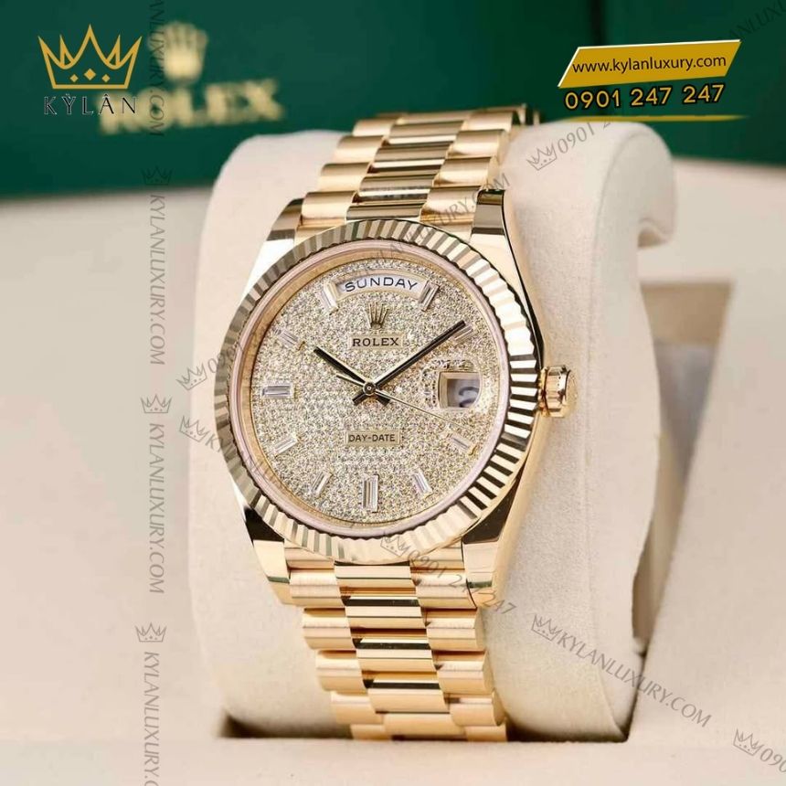 Kỳ Lân Luxury rolex day date 40 kim cuong 228238 0054 8 Đồng hồ Rolex Day‑Date 40 vàng vàng mặt kim cương 228238-0054