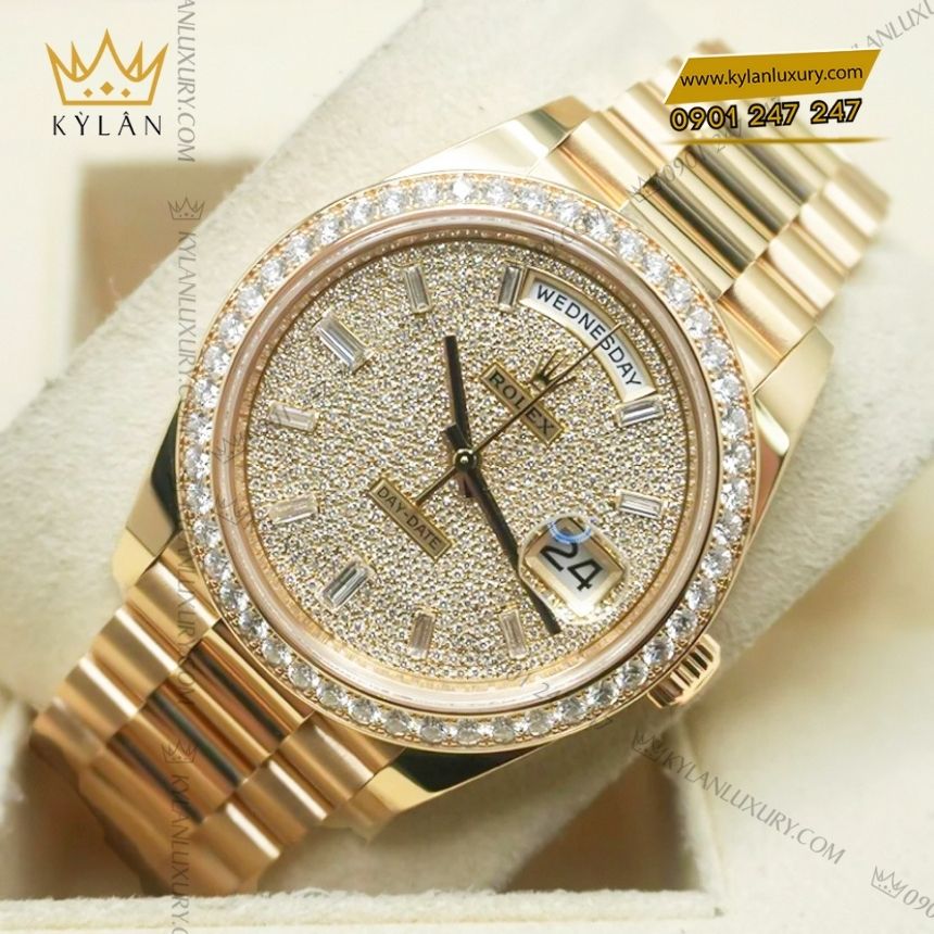 Kỳ Lân Luxury rolex day date 40 kim cuong 228348rbr 0037 2 Đồng hồ Rolex Day-Date 40 mặt kim cương 228348RBR-0037