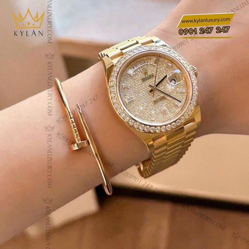 Kỳ Lân Luxury rolex day date 40 kim cuong 228348rbr 0037 3 Đồng hồ Rolex Day-Date 40 mặt kim cương 228348RBR-0037