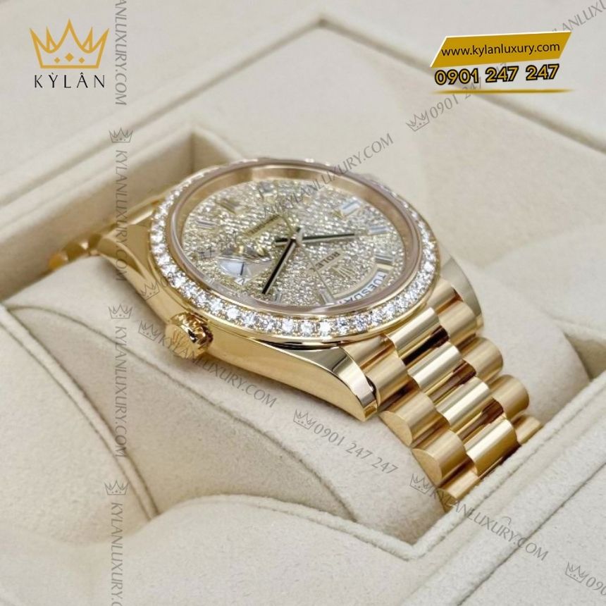 Kỳ Lân Luxury rolex day date 40 kim cuong 228348rbr 0037 5 Đồng hồ Rolex Day-Date 40 mặt kim cương 228348RBR-0037