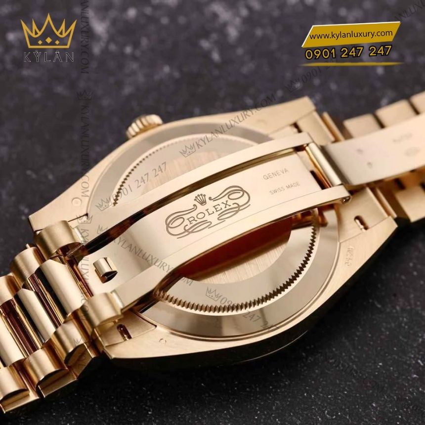 Kỳ Lân Luxury rolex day date 40 mat so den 228238 0004 11 Đồng hồ Rolex Day-Date 40 vàng vàng mặt số đen 228238-0004