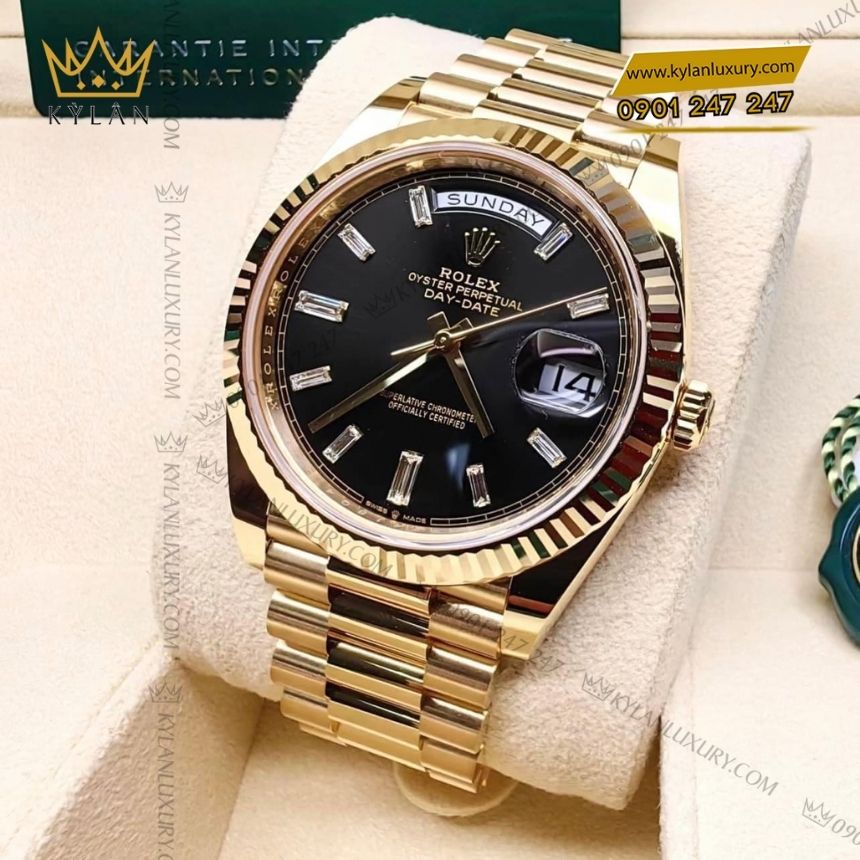 Kỳ Lân Luxury rolex day date 40 mat so den 228238 0004 3 Đồng hồ Rolex Day-Date 40 vàng vàng mặt số đen 228238-0004