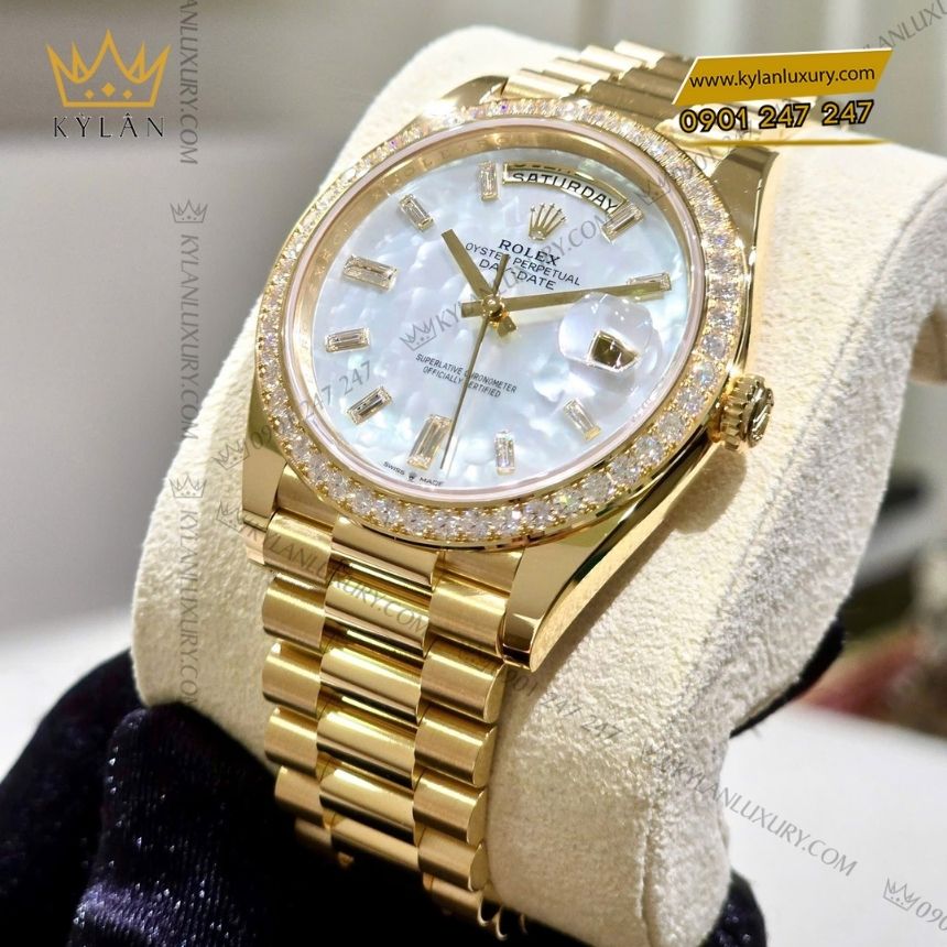 Kỳ Lân Luxury rolex day date 40 mop 228348rbr 0046 2 Đồng hồ Rolex Day-Date 40 MOP đính kim cương 228239RBR-0046