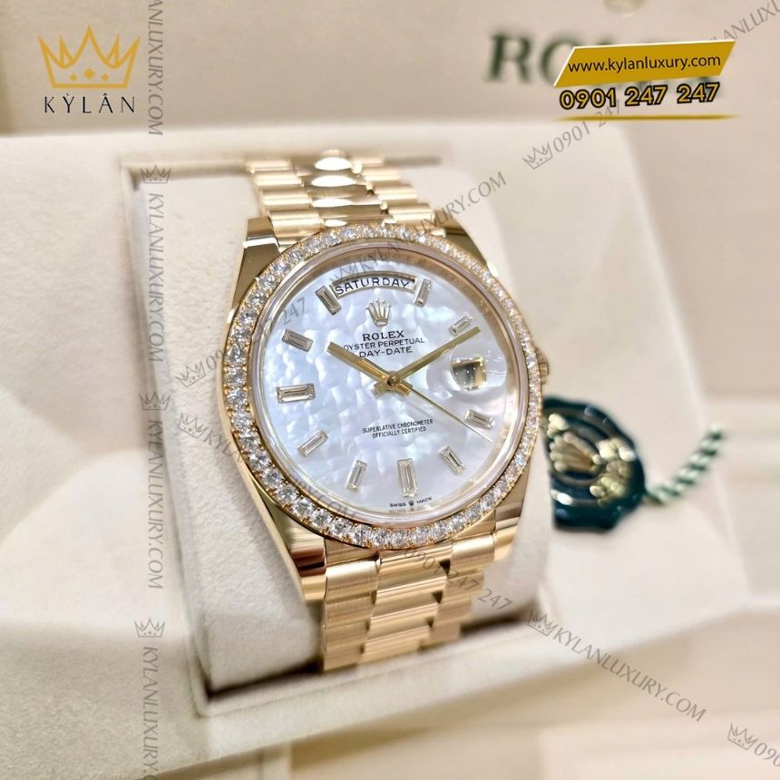 Kỳ Lân Luxury rolex day date 40 mop 228348rbr 0046 4 Đồng hồ Rolex Day-Date 40 MOP đính kim cương 228239RBR-0046