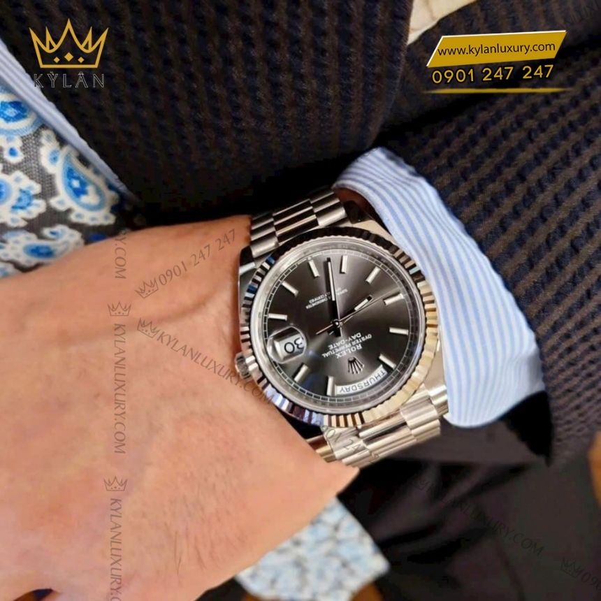 Kỳ Lân Luxury rolex day date 40 xam 228239 0060 4 Đồng hồ Rolex Day-Date 40 xám sunray 228239-0060