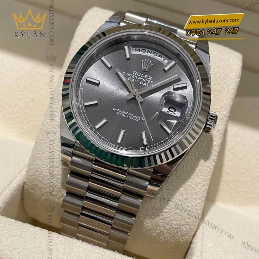 Kỳ Lân Luxury rolex day date 40 xam 228239 0060 5 Đồng hồ Rolex Day-Date 40 xám sunray 228239-0060