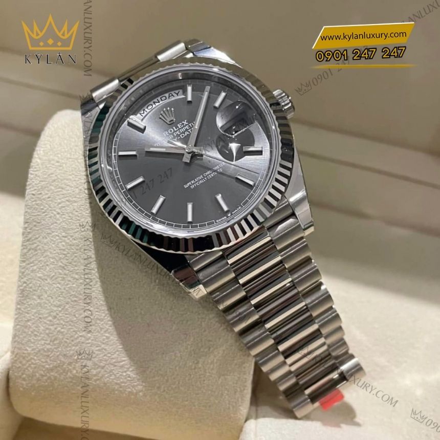 Kỳ Lân Luxury rolex day date 40 xam 228239 0060 6 Đồng hồ Rolex Day-Date 40 xám sunray 228239-0060
