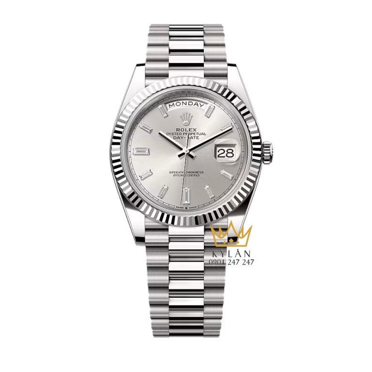 Đồng hồ Rolex Day-Date 40 mặt bạc đính kim cương 228239-0003