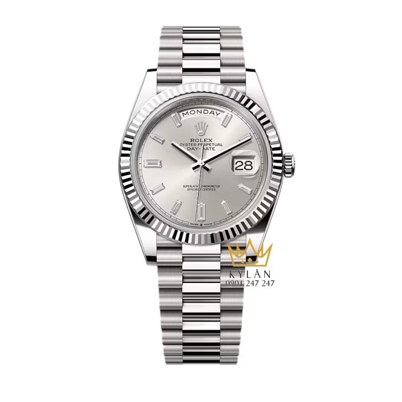 Đồng hồ Rolex Day-Date 40 mặt bạc đính kim cương 228239-0003